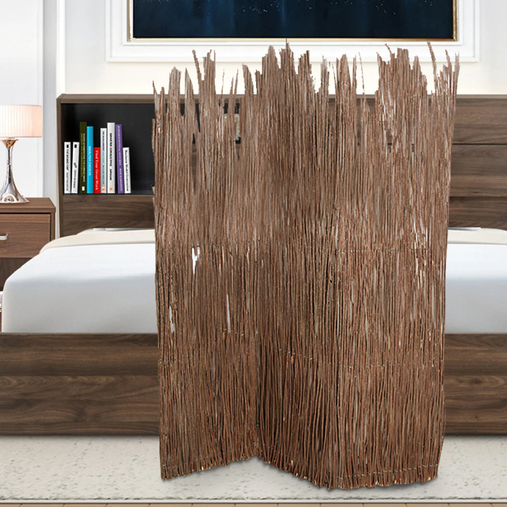 84 Inches Tall 3 Panel Foldable Screen with Willow Branches, Brown