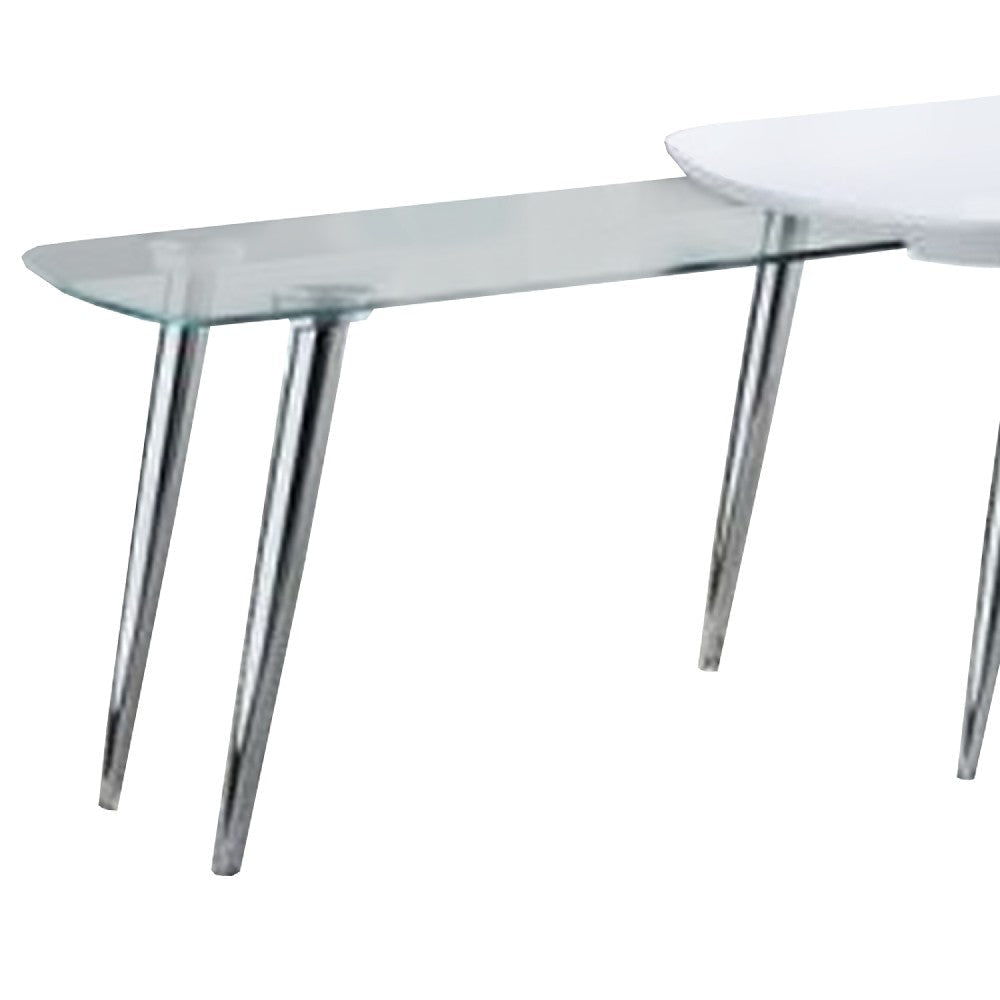 Coffee Table with Pull Out Tabletop White and Silver BM266440