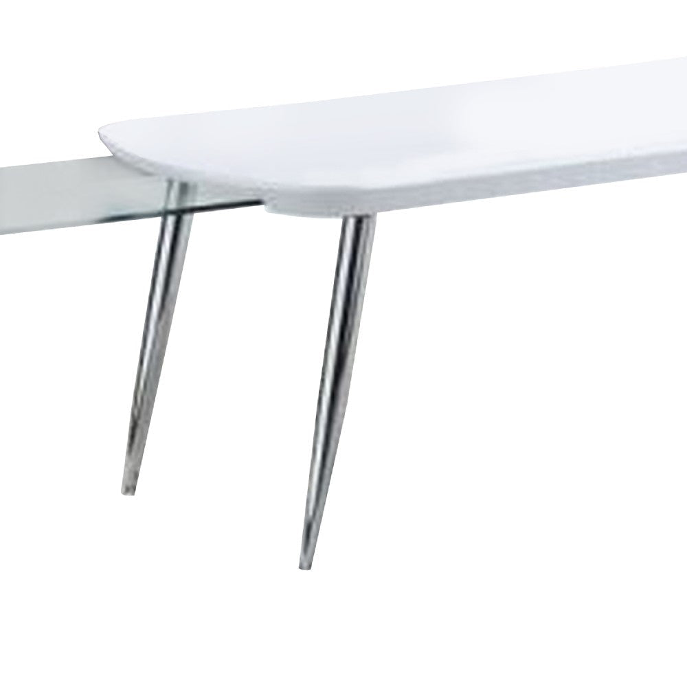Coffee Table with Pull Out Tabletop White and Silver BM266440