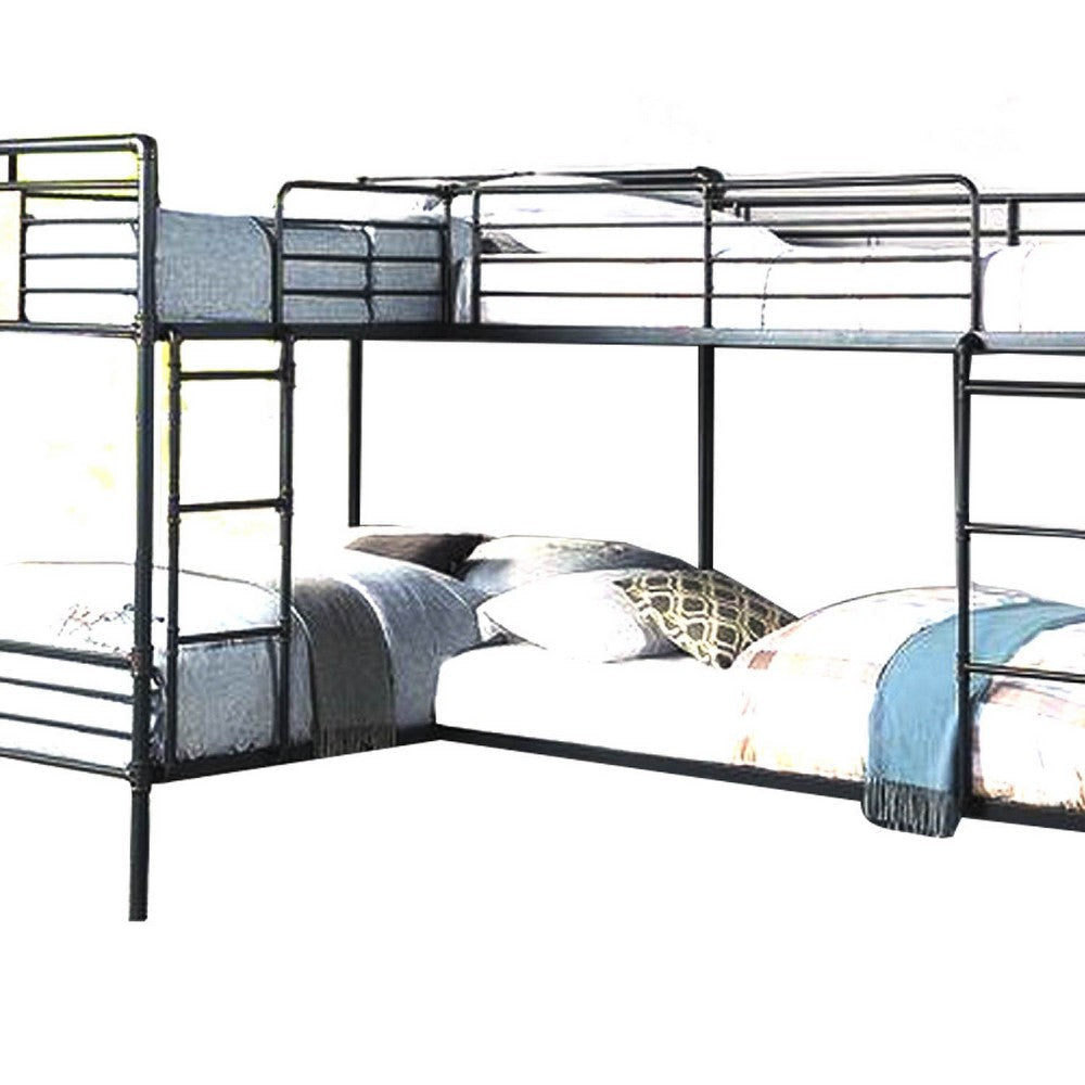 Twin over Full Bunk Bed with Safety Guard Rails Sandy Black and Dark Bronze