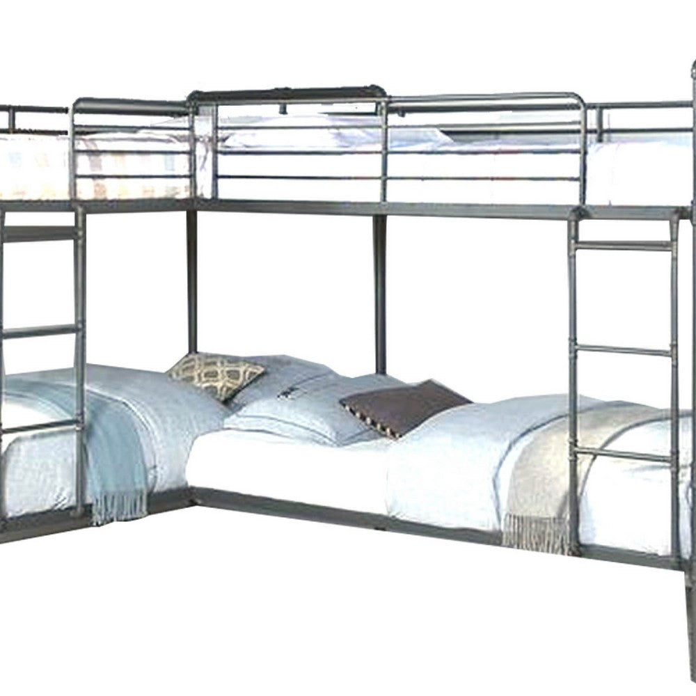 Twin over Twin Bunk Bed with Safety Guard Rails Sandy Black and Dark Bronze