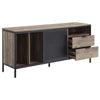 TV Stand with Metal Frame Rustic Oak Brown and Black By Casagear Home BM266445