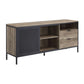 TV Stand with Metal Frame, Rustic Oak Brown and Black By Casagear Home