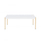 Coffee Table with Metal Tube Legs White and Gold By Casagear Home BM266460