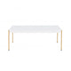 Coffee Table with Metal Tube Legs White and Gold By Casagear Home BM266460