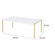 Coffee Table with Metal Tube Legs White and Gold By Casagear Home BM266460