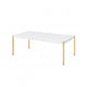 Coffee Table with Metal Tube Legs White and Gold By Casagear Home BM266460