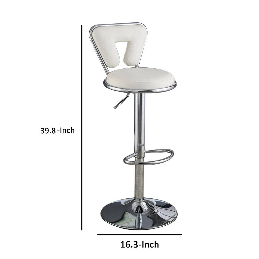 Adjustable Barstool with Round Seat and Stalk Support Set of 2 White By Casagear Home BM266468