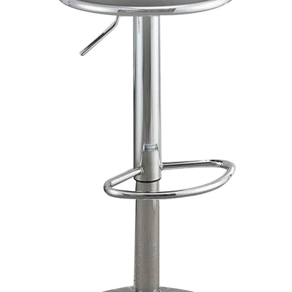 Adjustable Barstool with Round Seat and Stalk Support Set of 2 Gray By Casagear Home BM266469