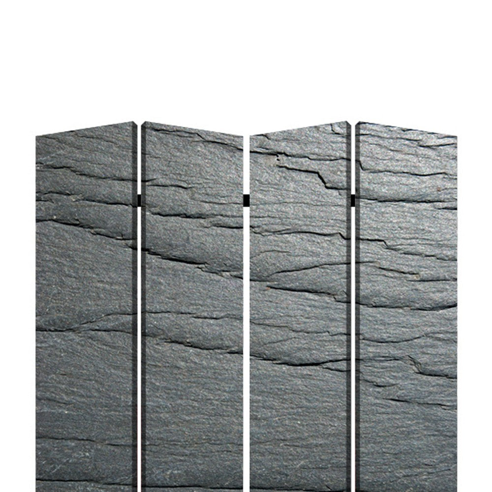 4 Panel Canvas and Metal Frame Room Divider Slate Gray BM26646