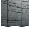 4 Panel Canvas and Metal Frame Room Divider Slate Gray BM26646