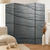 4 Panel Canvas and Metal Frame Room Divider, Slate Gray