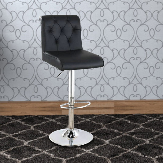 Luxe Barstool Set | Rolled Back | Button Tufted | Black