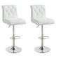 Adjustable Barstool with Rolled Button Tufted Back, Set of 2, White By Casagear Home