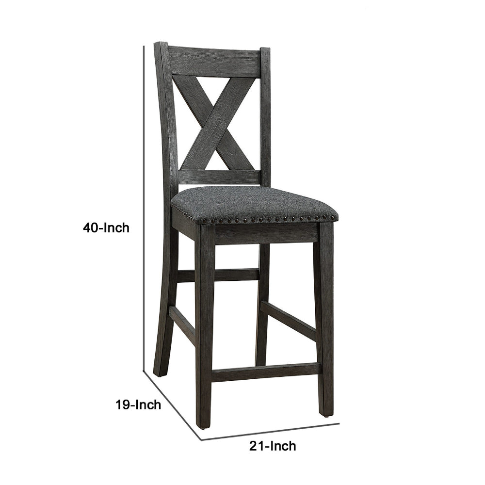 Cora Chair Set | High X-Back | Nailhead Trim | Brown BM266488