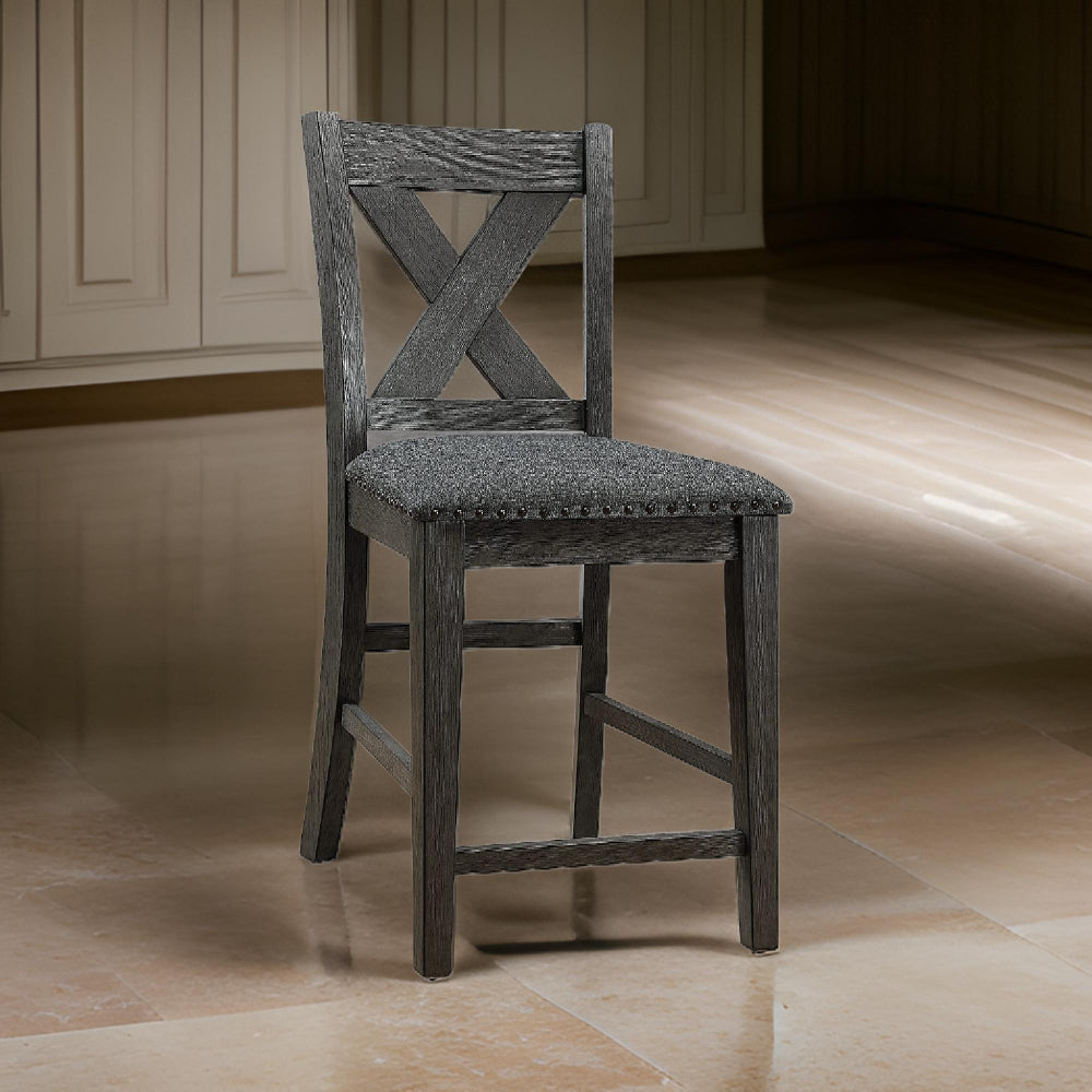 Cora Chair Set | High X-Back | Nailhead Trim | Brown