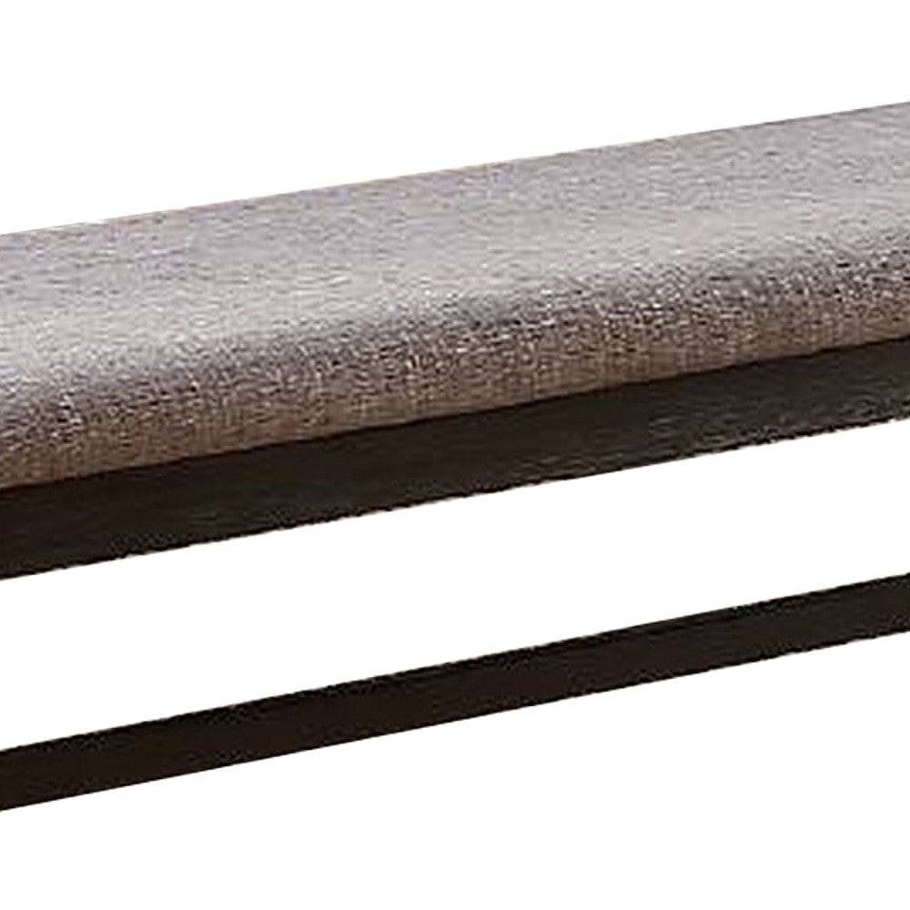 Dining Bench with Fabric Upholstery and Cushioned Seat, Brown By Casagear Home