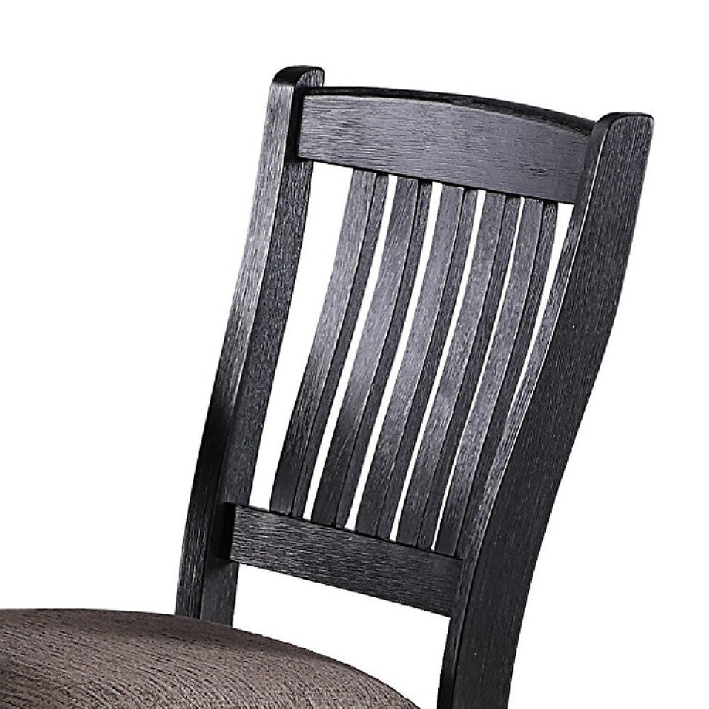 Chair with High Slatted Back Design Set of 2 Dark Brown BM266490