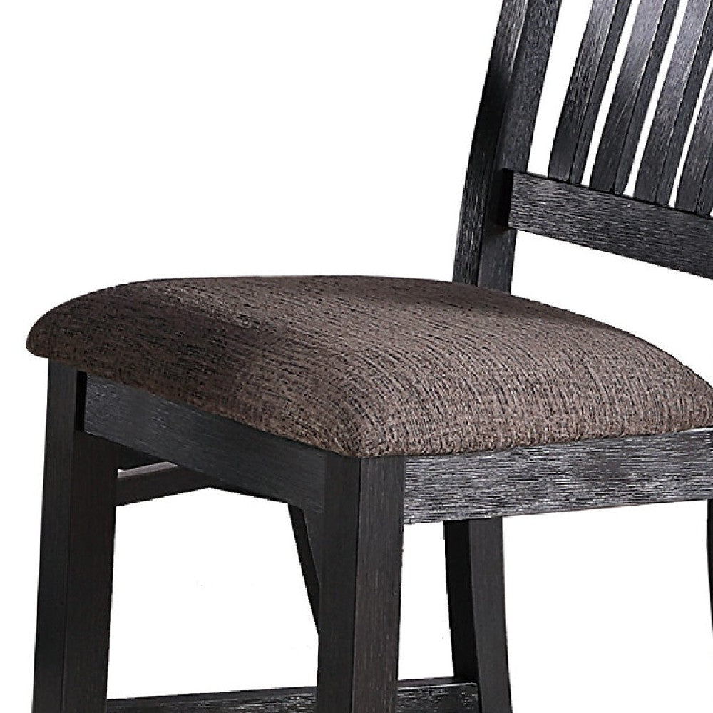 Chair with High Slatted Back Design Set of 2 Dark Brown BM266490