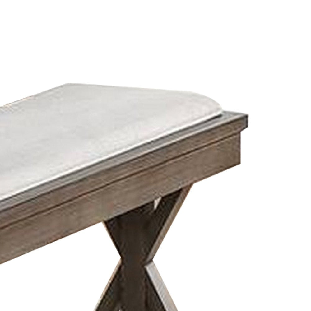 Dining Bench with Padded Seat and Double Pedestal Base Beige BM266494