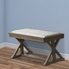 Dining Bench with Padded Seat and Double Pedestal Base, Beige