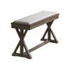 Dining Bench with Padded Seat and Double Pedestal Base, Beige