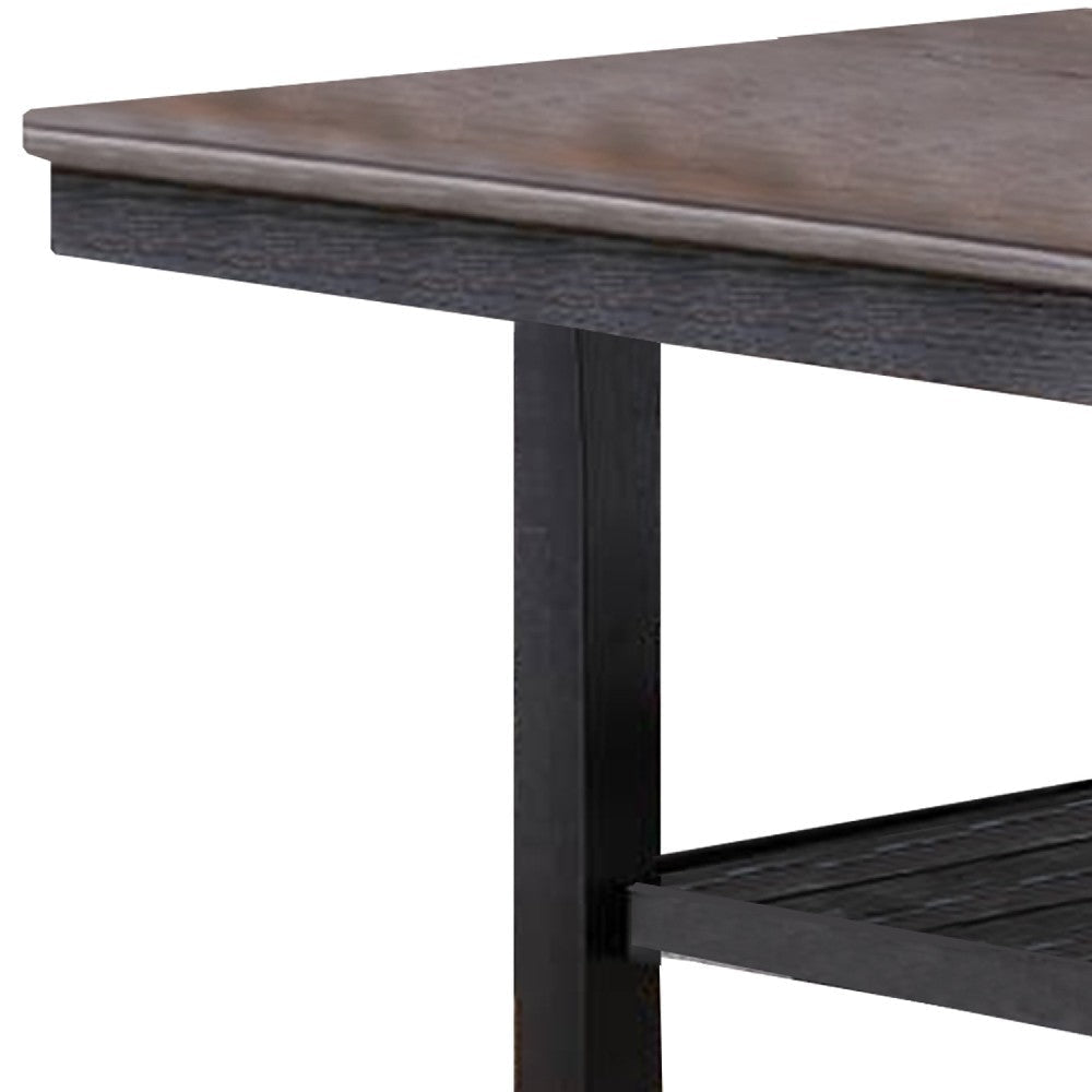 Dining Table with Rectangular Wooden Top and Open Shelf Dark Brown BM266501