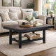 Dining Table with Rectangular Wooden Top and Open Shelf, Dark Brown