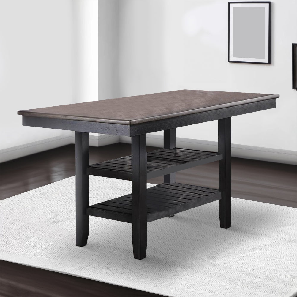 Nova Counter Height Table | 2 Open Shelves | Dark Brown