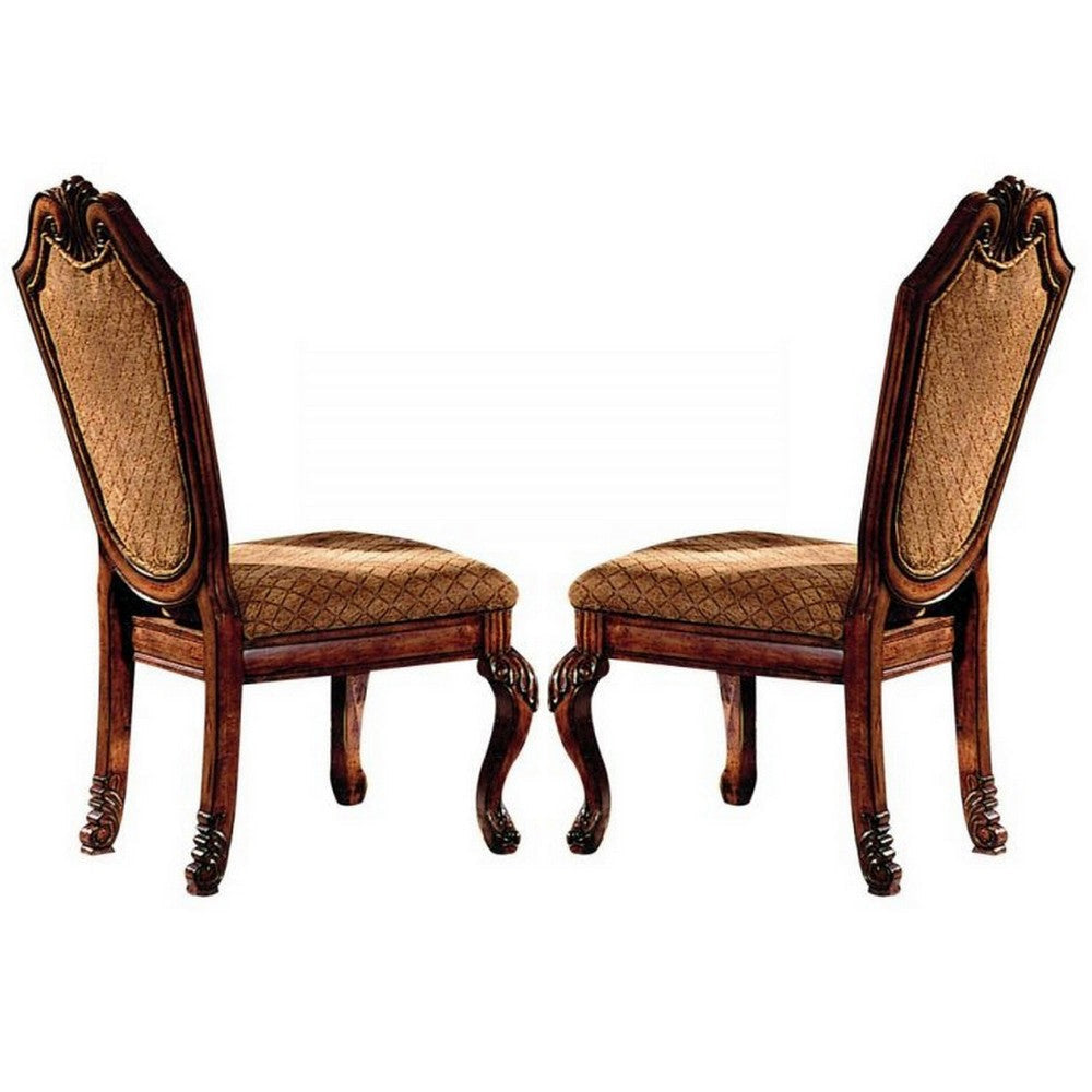 Cora Side Chair Set | Crown Top | Fabric Seat | Brown