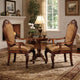 Arm Chair with Fabric Seat and Crown Top, Set of 2, Brown