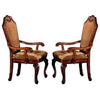Arm Chair with Fabric Seat and Crown Top, Set of 2, Brown