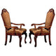 Arm Chair with Fabric Seat and Crown Top, Set of 2, Brown