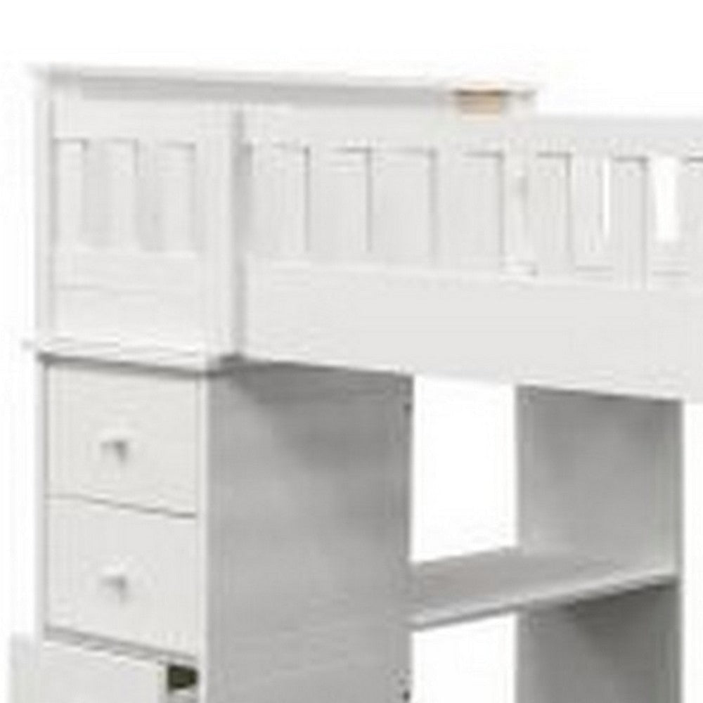 Twin Loft bed with 8 Drawers and 1 Desk White BM266513