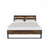 Eastern King Bed with Panel Headboard and Metal Slats Brown and Black BM266519
