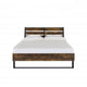 Eastern King Bed with Panel Headboard and Metal Slats Brown and Black BM266519