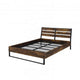 Eastern King Bed with Panel Headboard and Metal Slats, Brown and Black