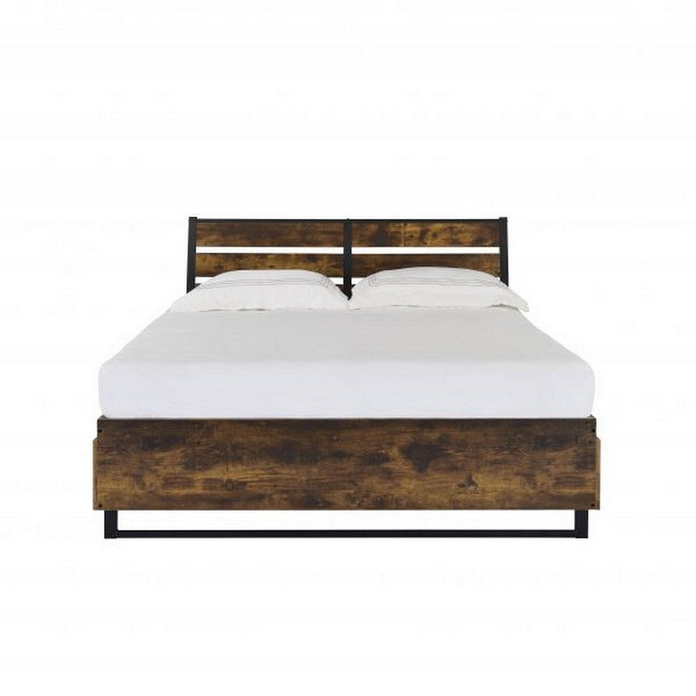 Eastern King Bed with 6 Drawers and Metal Slats Brown and Black BM266520
