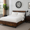 Eastern King Bed with 6 Drawers and Metal Slats, Brown and Black