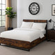 Eastern King Bed with 6 Drawers and Metal Slats, Brown and Black