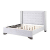 Eastern King Bed with Fabric Upholstery and Tufting, Beige