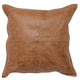 Luxe Throw Pillow | Square | Faux Leather | Stitched | Brown