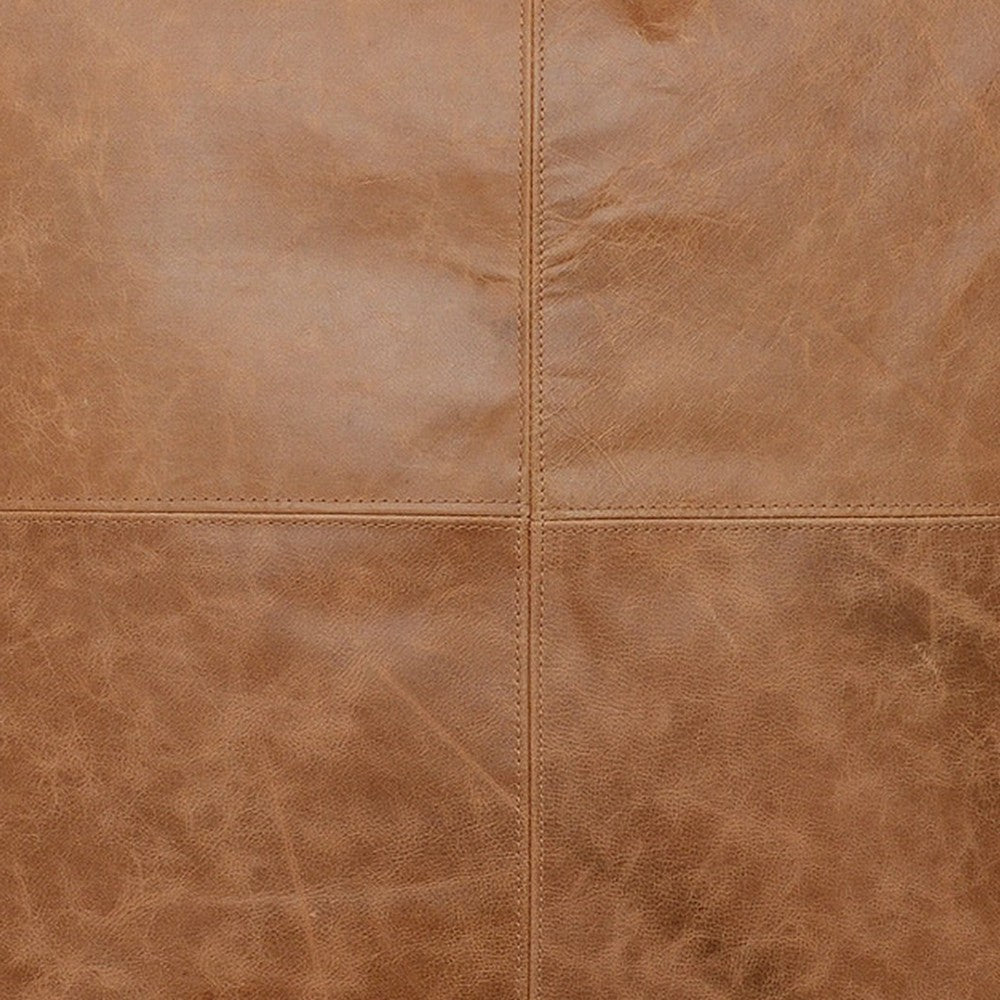 Square Leatherette Throw Pillow with Stitched Details Brown By Casagear Home BM266527