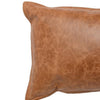 Rectangular Leatherette Throw Pillow with Stitched Details, Small, Brown By Casagear Home