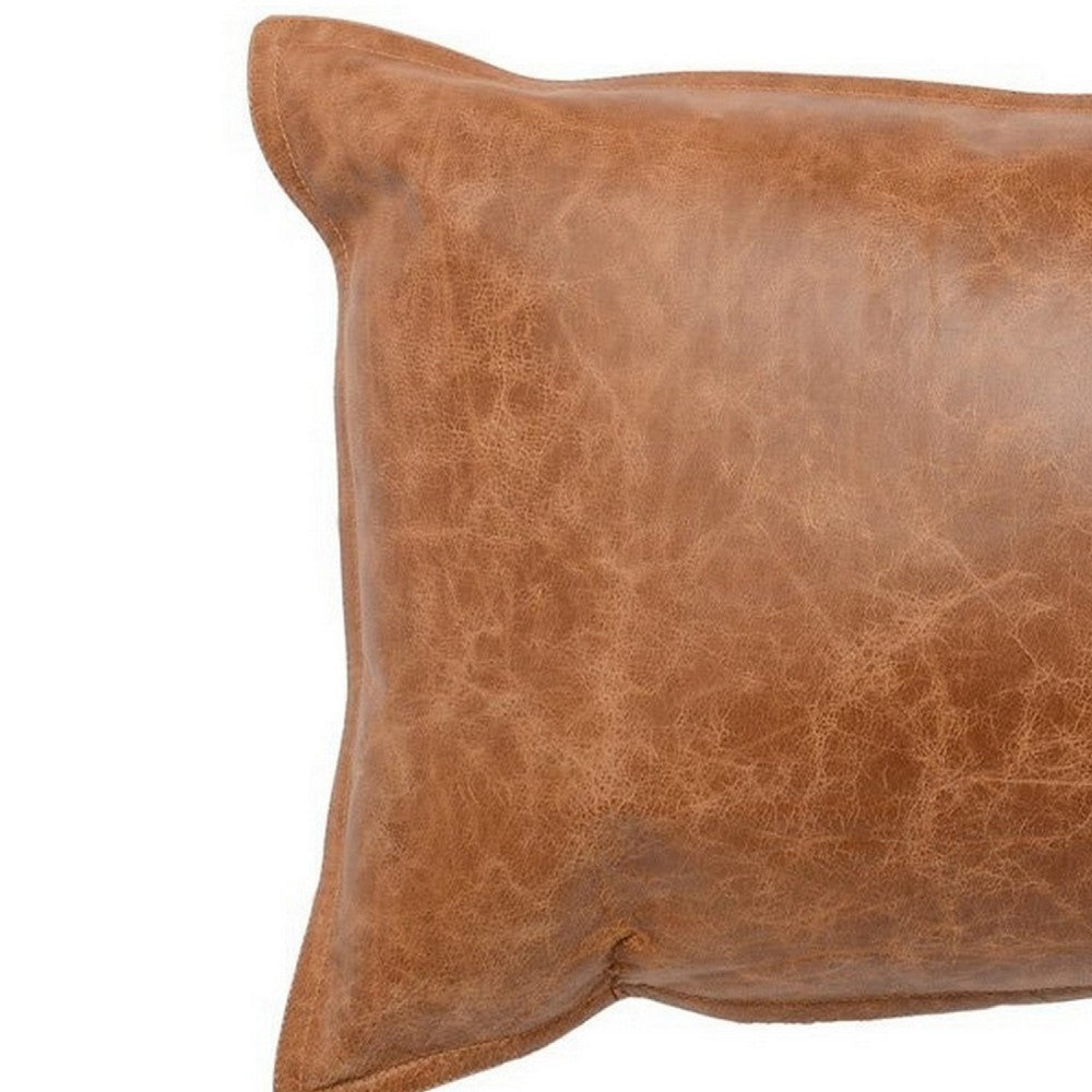 Luxe Throw Pillow | Rectangular | Faux Leather | Small | Brown