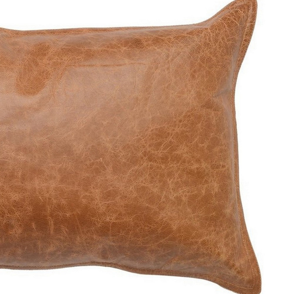 Luxe Throw Pillow | Rectangular | Faux Leather | Small | Brown