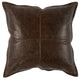 Luxe Throw Pillow | Square | Faux Leather | Stitched | Dark Brown