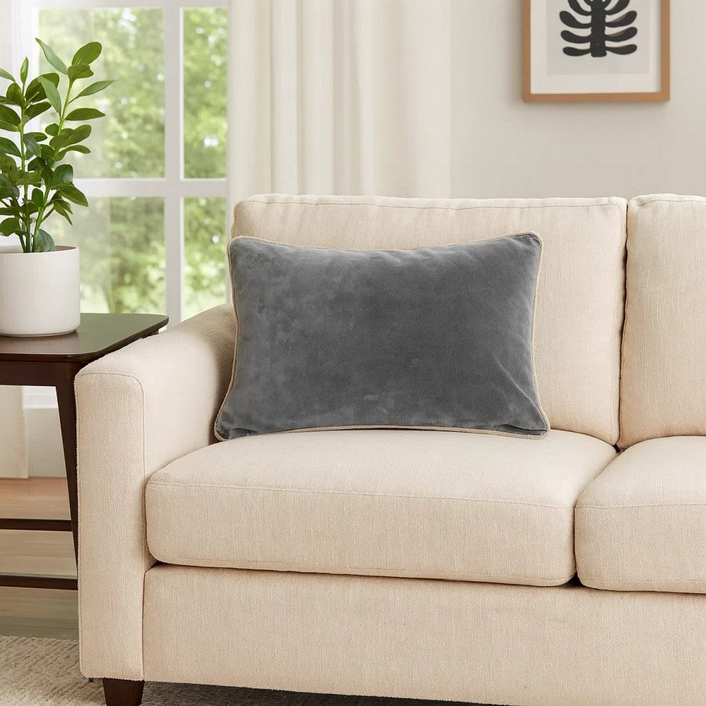 Luxe Throw Pillow | Rectangular | Cotton Cover | Gray