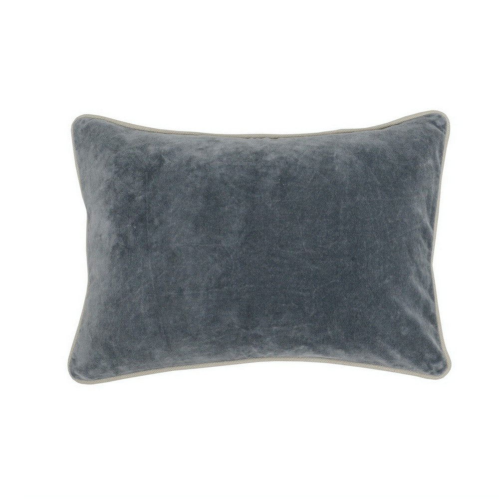 Rectangular Throw Pillow with Cotton Cover, Gray By Casagear Home
