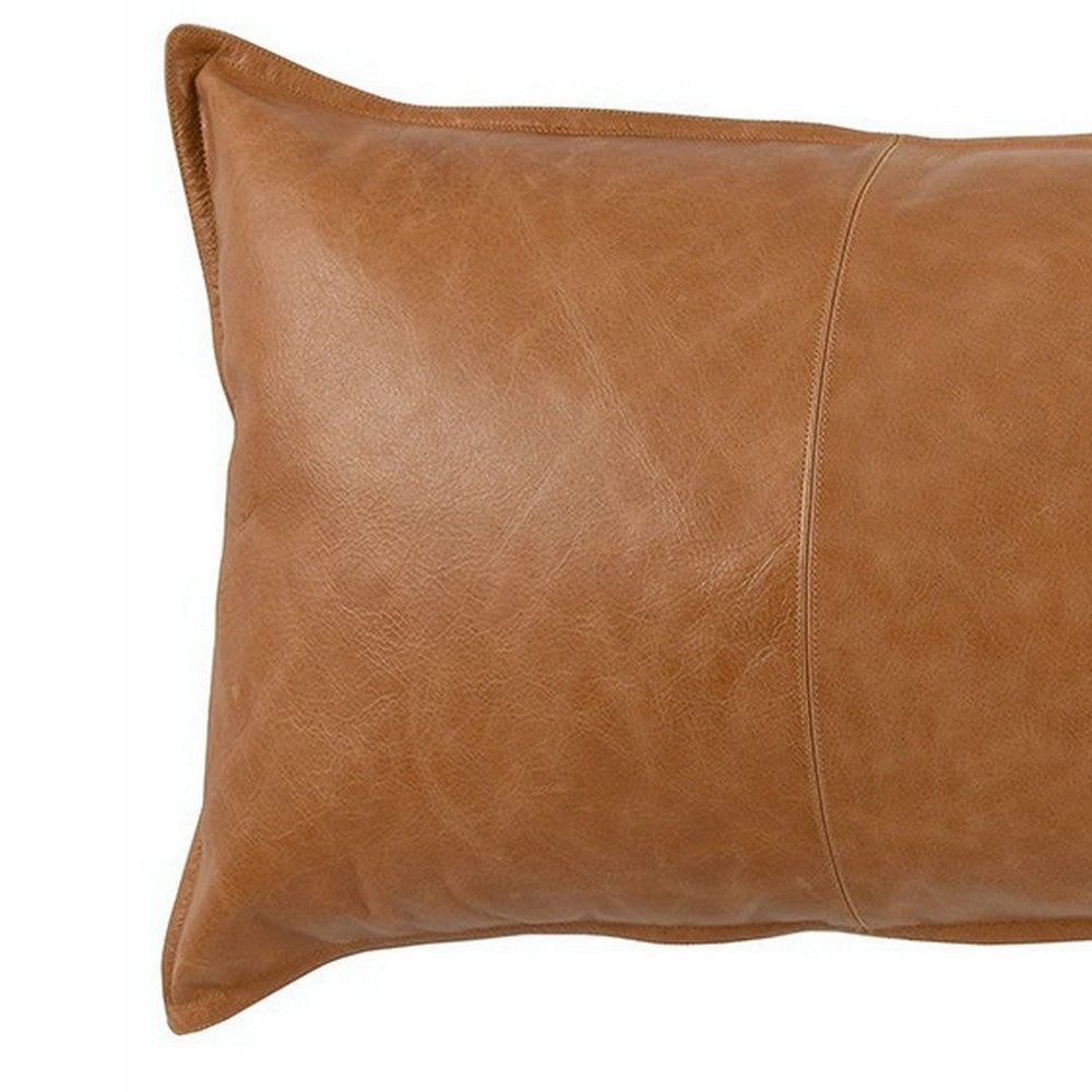 Luxe Throw Pillow | Rectangular | Faux Leather | Large | Brown